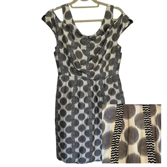 Leifsdottitr Anthropologie Paso Dot Black Gray Silk Blend Mini Dress Siz… - Picture 5 of 16